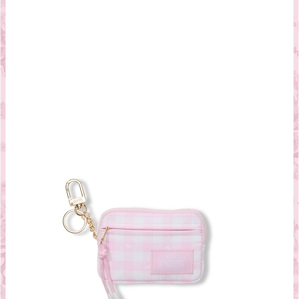 Pink Gingham Mini Coin Purse with Keychain